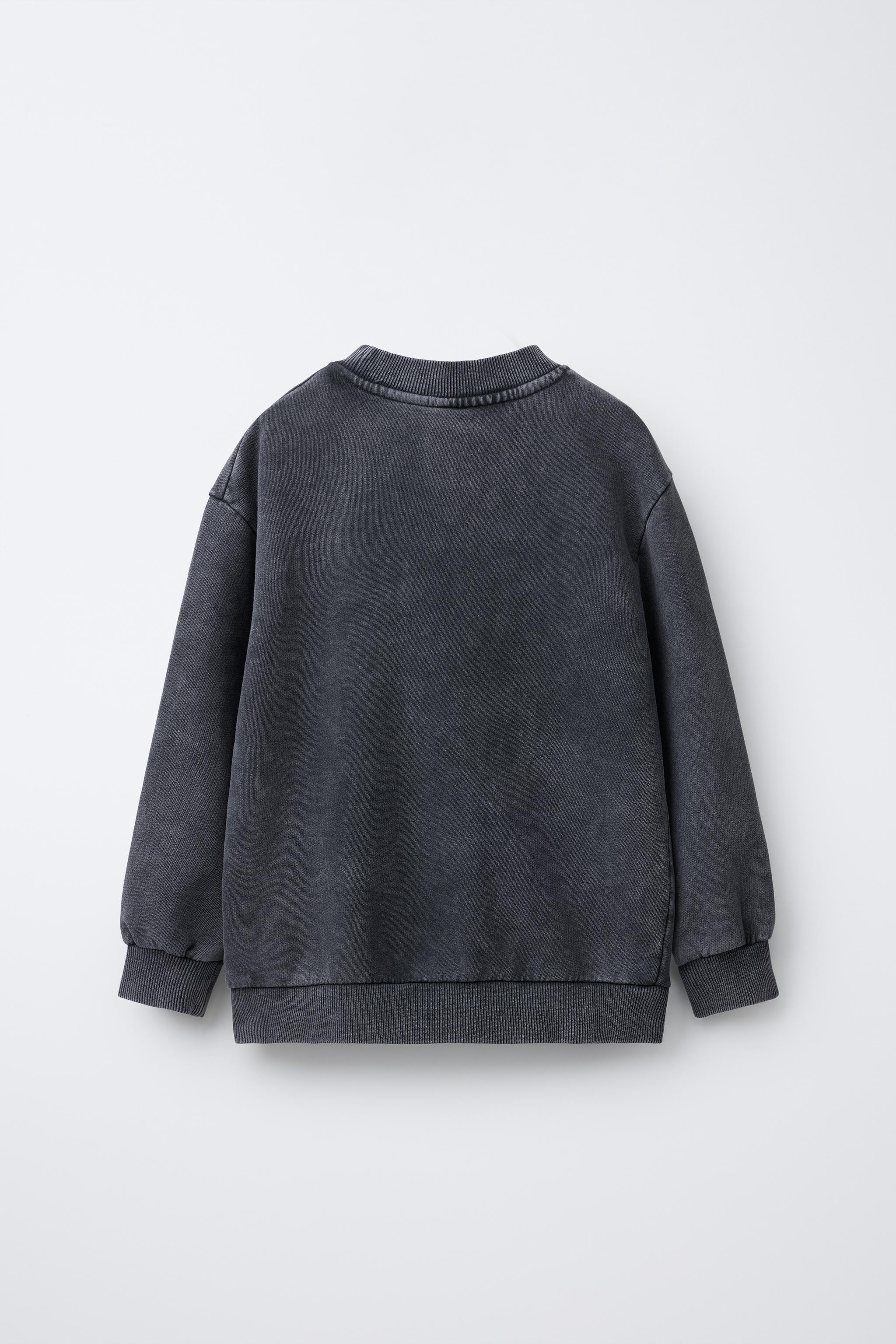 FADED-EFFECT STUDDED SWEATSHIRT - Anthracite grey | ZARA