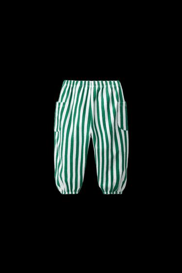 PANTALÓN RAYAS JOGGER ETIQUETA - Verde / Crudo de Zara