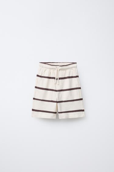 ENSEMBLE T-SHIRT ET BERMUDAS À RAYURES - Écru / Bleu marine de Zara - Image 3