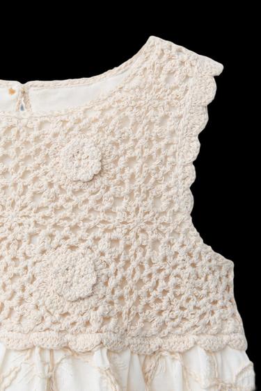 COMBINED KNIT CROCHET DRESS - Ecru by Zara