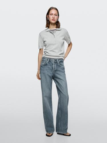 Zara Mid-rise wide-leg jeans - Aquamarine