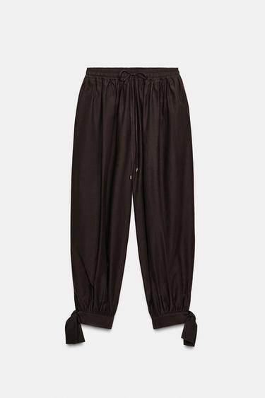 PANTALON BOUFFANT AVEC NŒUDS - Marron de Zara - Image 4