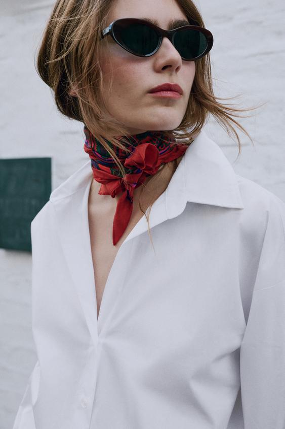 FOULARD MÉLANGE VISCOSE SOIE ESTAMPÉ PAISLEY - Rouge de Zara - Image 1