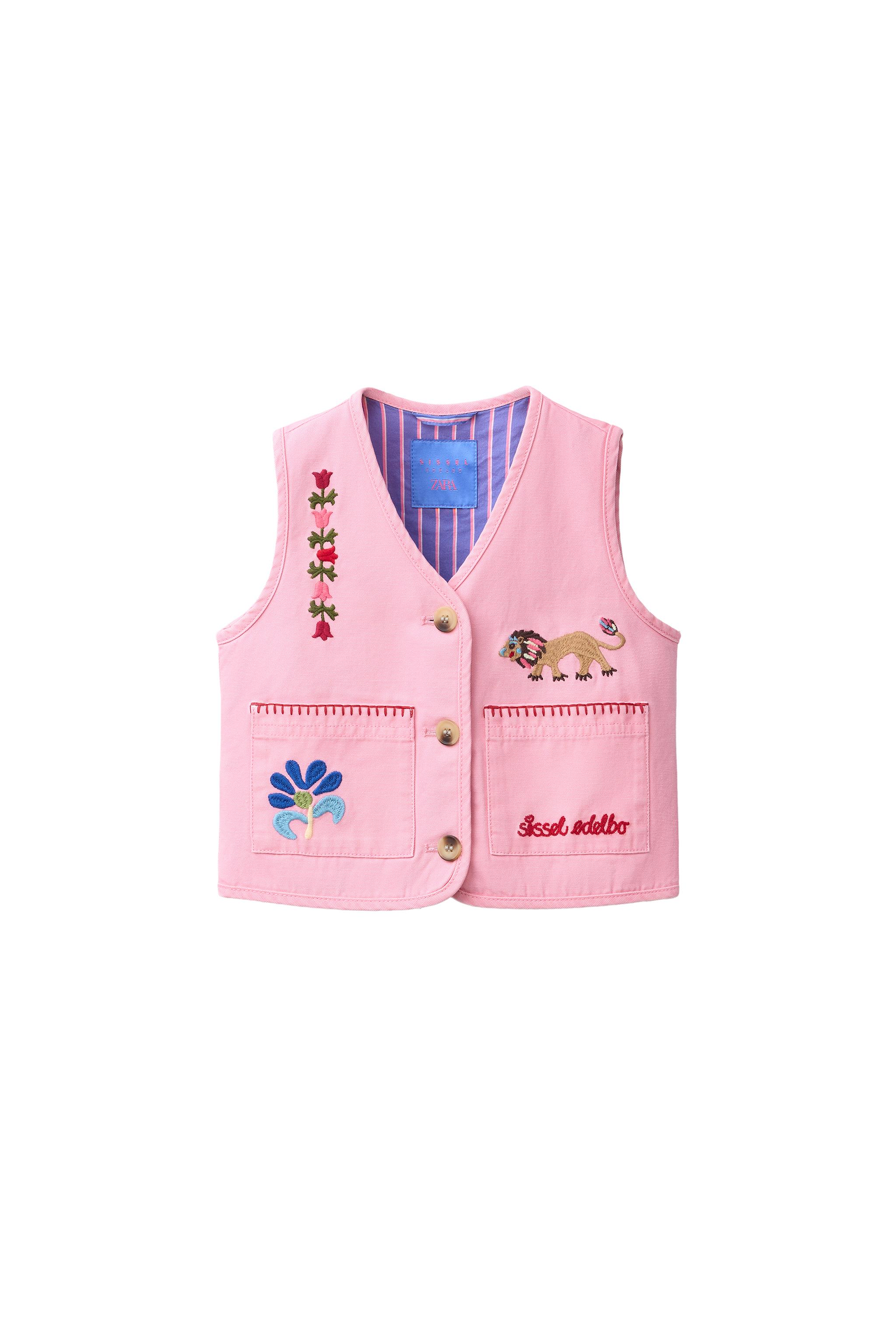 EMBROIDERED VEST SISSEL EDELBO X ZARA KIDS - Pink | ZARA United States