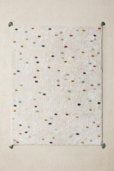 KIDS' MULTICOLOURED POLKA DOT COTTON RUG - Oyster-white by Zara - Image 5