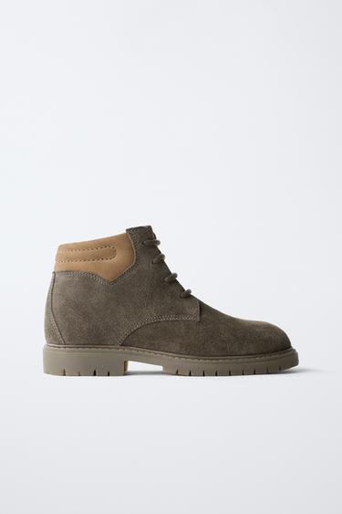 SKÓRZANE BOTKI - Szary Zara