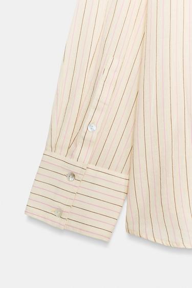 OVERSIZE GAUZE SHIRT WITH POCKET - Pastel yellow by Zara - Image 8