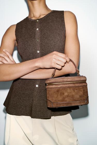LEATHER VANITY BAG - Brown by Zara - Image 0