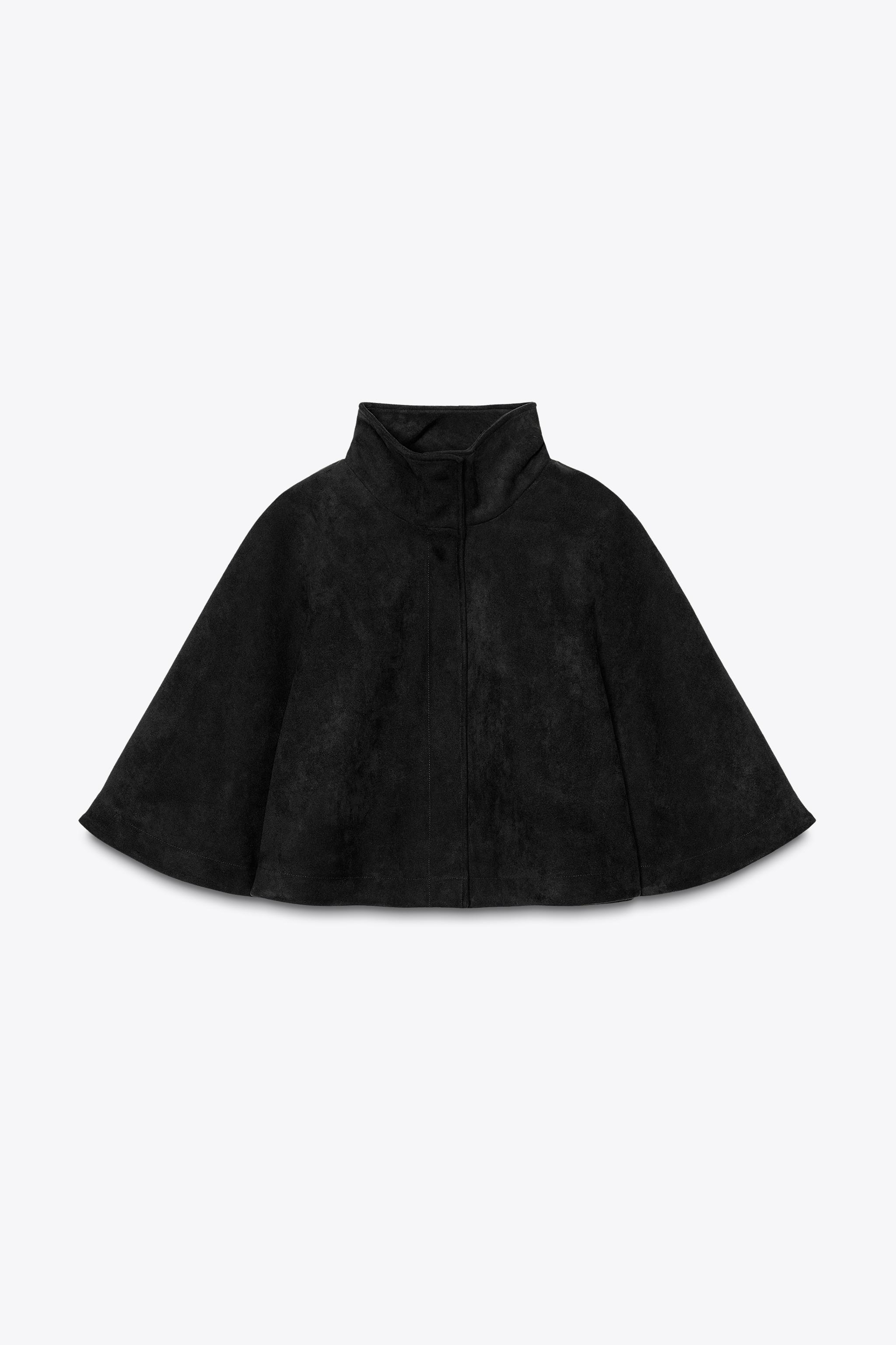 【ZARA】フェイクスエード ケープ ブラック | 4344/151/800 フェイクスエード ケープ - ブラック | ZARA Japan / 日本
