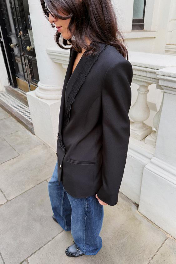 VESTE CROISÉE EN DENTELLE - Noir de Zara - Image 2