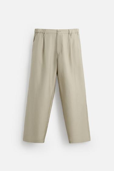 LYOCELL BLEND TROUSERS - Olive green by Zara