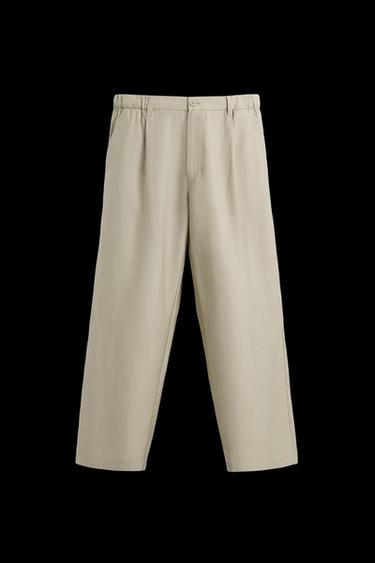 Zara RELAXED FIT FLOWY PANTS - Olive green - Image 0