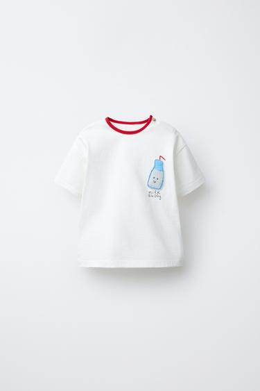 MILK APPLIQUÉ T-SHIRT - Oyster-white by Zara