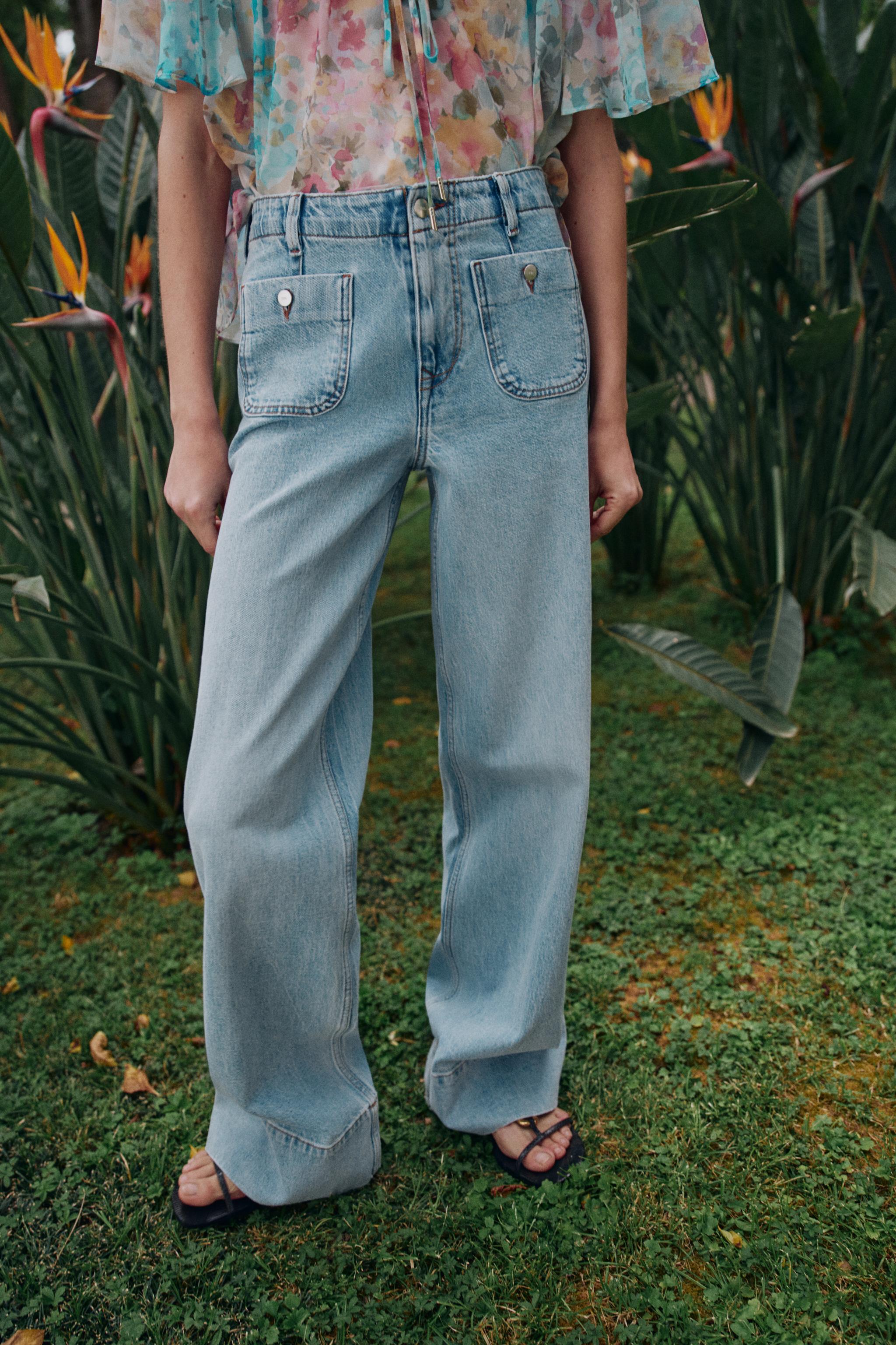 Z1975 ハイウエストワイドレッグデニムパンツ - ライトブルー | ZARA