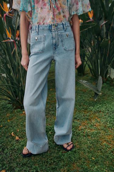 Z1975 WIDE-LEG HIGH-WAIST JEANS WITH POCKETS - Light blue by Zara - Image 1