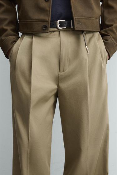 WIDE-LEG PLEATED TROUSERS - Beige by Zara - Image 5