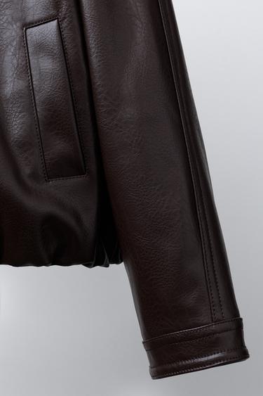 BLOUSON EN MATIÈRE SYNTHÉTIQUE - Marron de Zara - Image 5