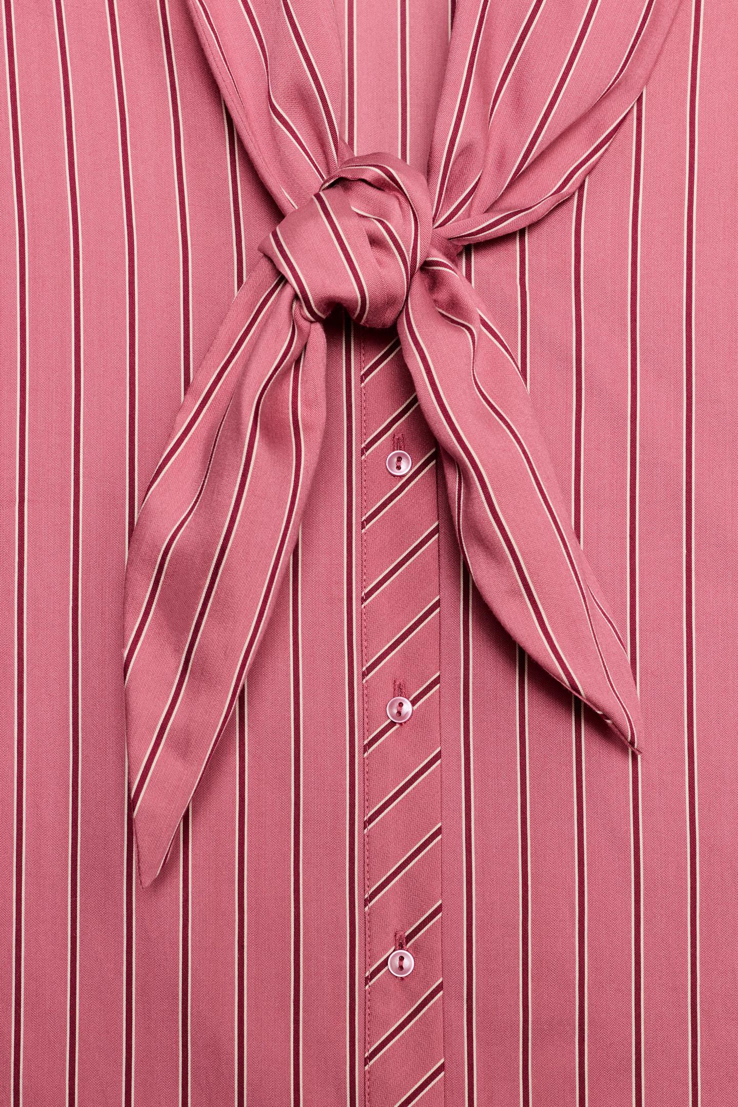Женская рубашка Zara Scarf-Effect Stripe, цвет: Marsala — фото 8