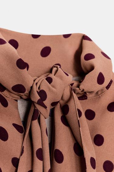 POLKA DOT MIDI DRESS WITH BOW - Toffee by Zara - Image 6