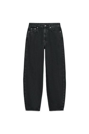 JEANS ZW COLLECTION BARREL TIRO MEDIO - Negro de Zara