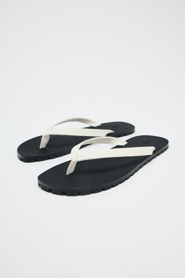SANDALES EN CUIR SEMELLE ÉLASTIQUE - blanc de Zara - Image 2