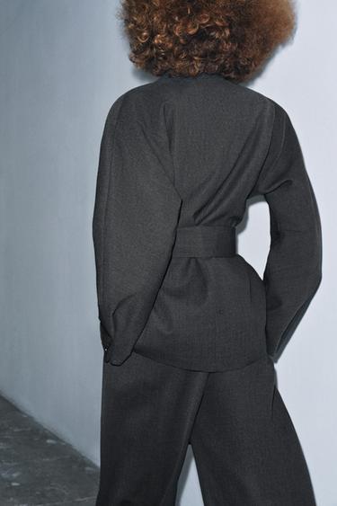 BLAZER KIMONO AVEC LAINE ZW COLLECTION - Gris foncé de Zara - Image 3