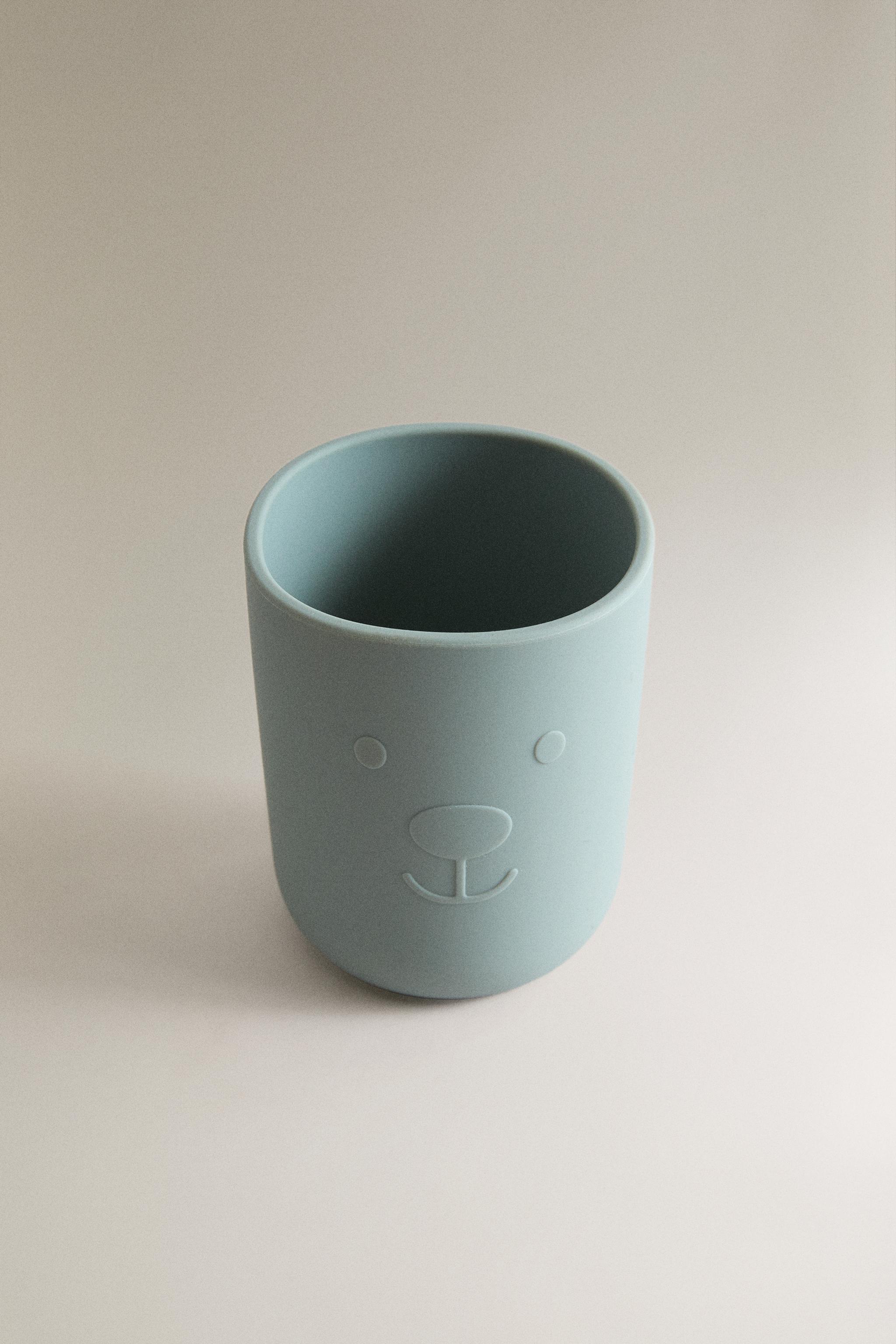 KIDS' BEAR SILICONE GLASS — Blue