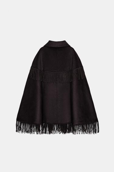 CAPE AVEC LAINE FRANGES - Marron de Zara - Image 6
