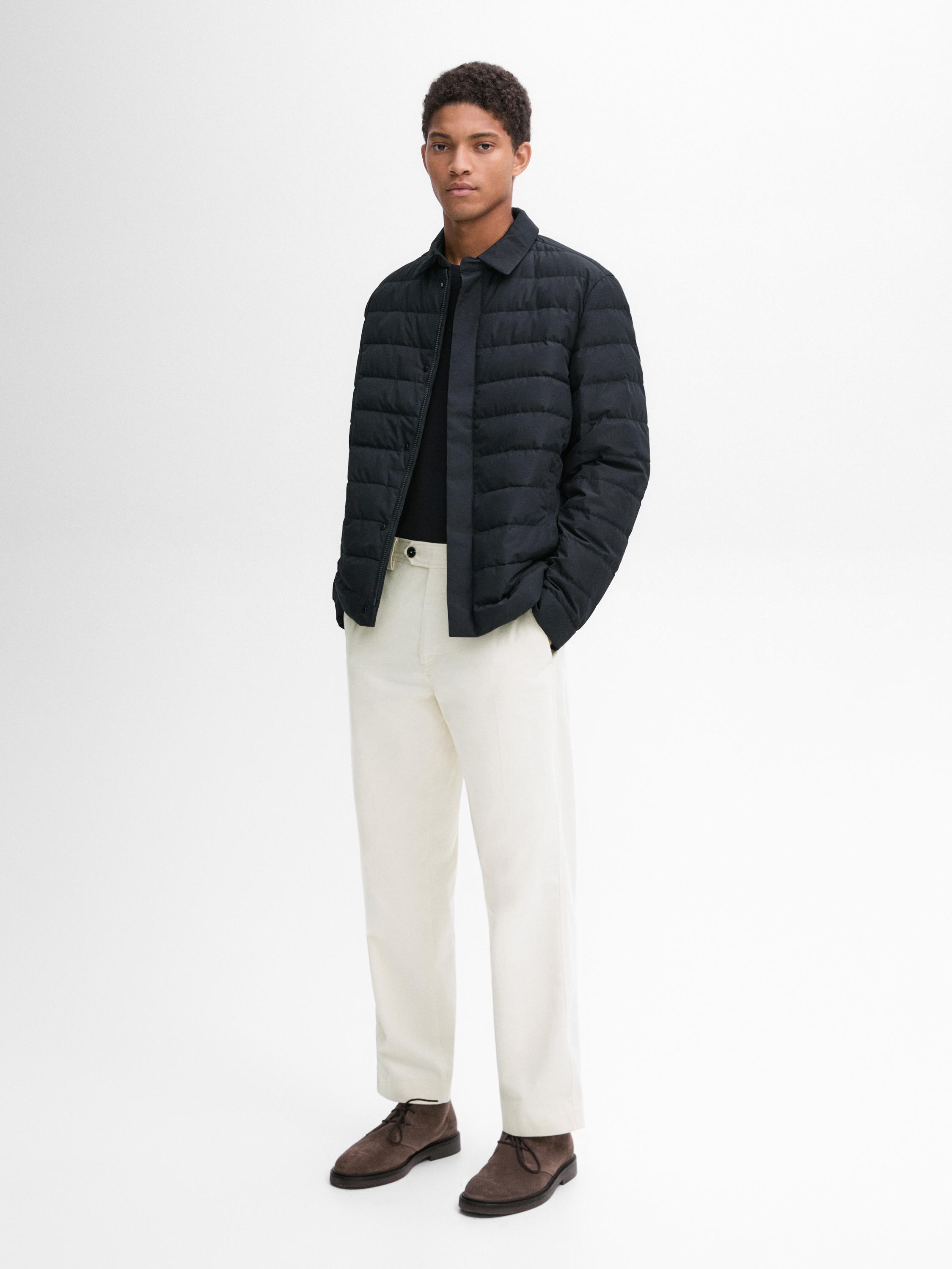 Chaqueta Acolchada Plumifero Negro Massimo Dutti Chaleco Traje