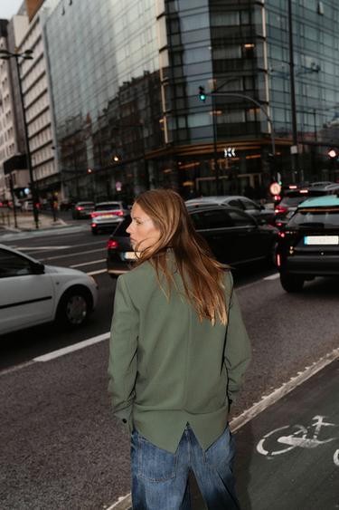 VESTE DROITE À ÉPAULETTES - Kaki de Zara - Image 5