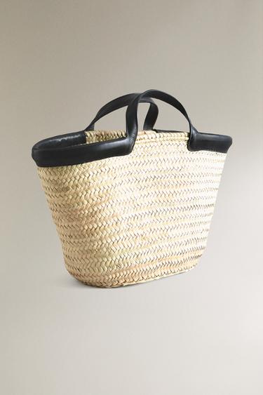 TOTE BAG WITH LEATHER DETAIL - Light beige by Zara - Image 1