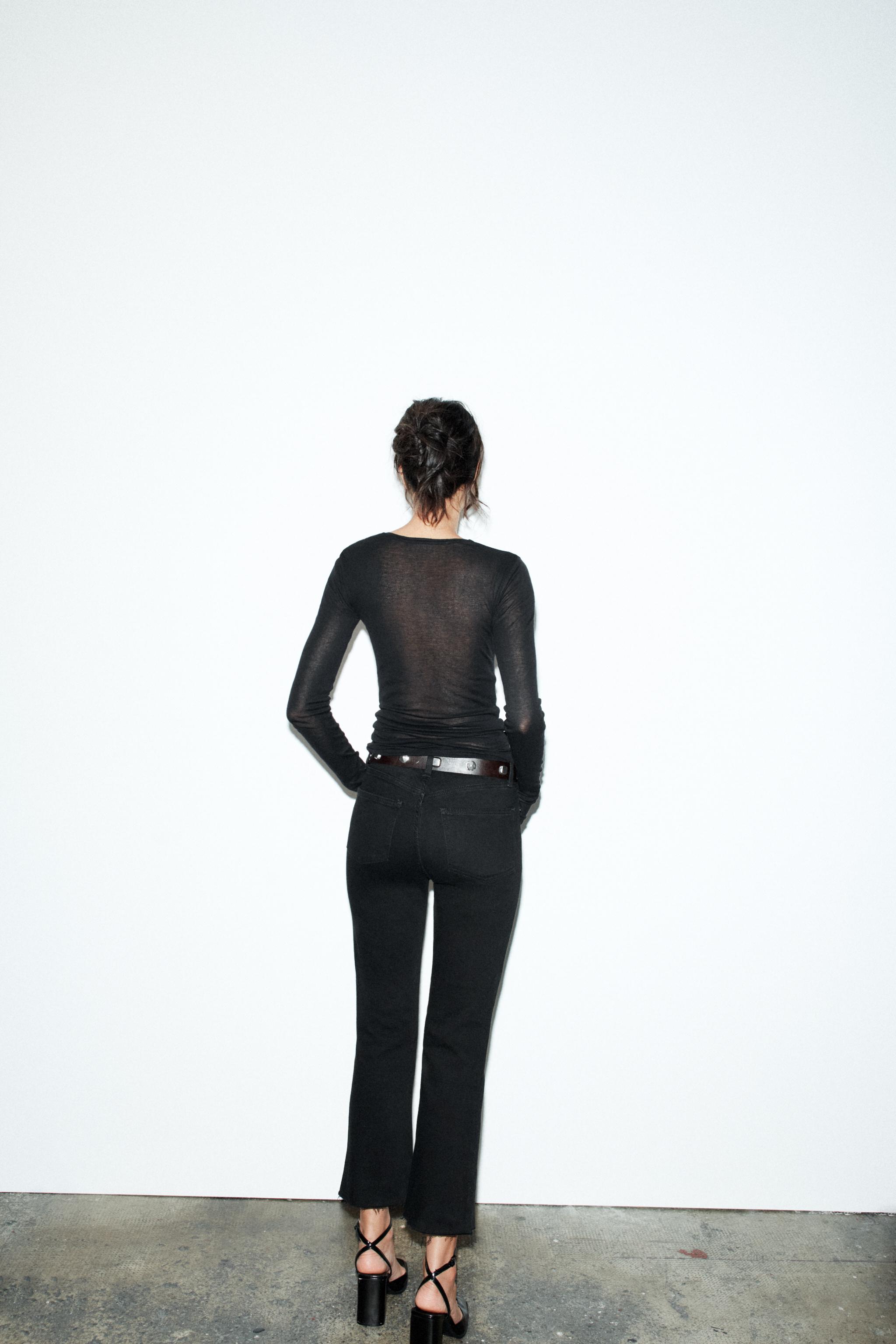 TRF HIGH-WAISTED CROPPED FLARE JEANS