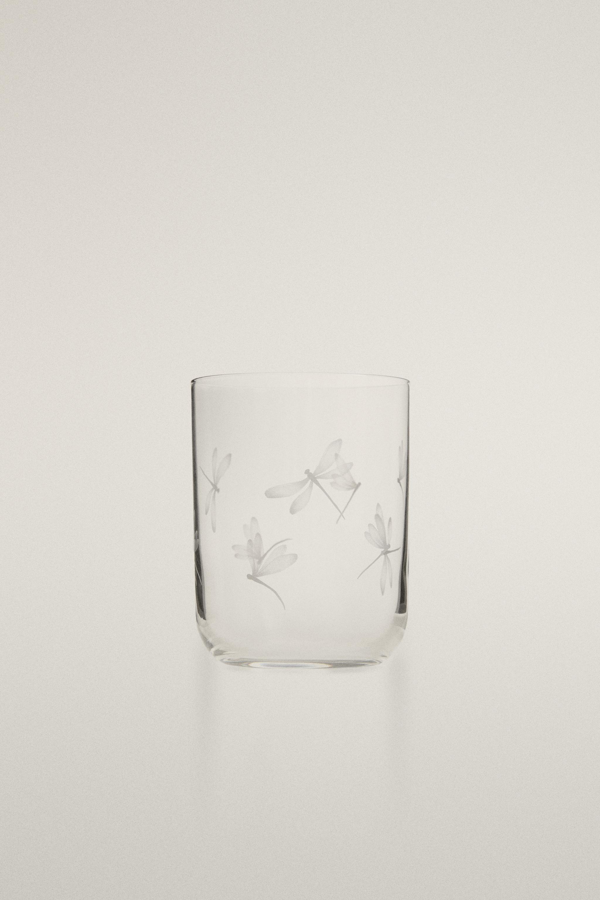 VERRE MOTIF LIBELLULE