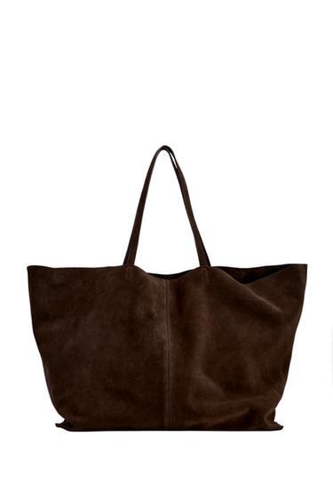 SPLIT SUEDE MAXI TOTE BAG - Chocolate by Zara