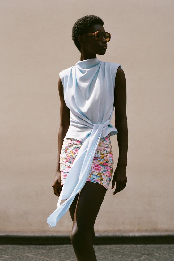DRAPED FLORAL PRINT MINI SKIRT from Zara - $49.90