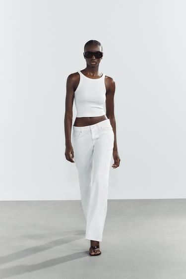 TRF WIDE-LEG LOW-RISE JEANS - White by Zara