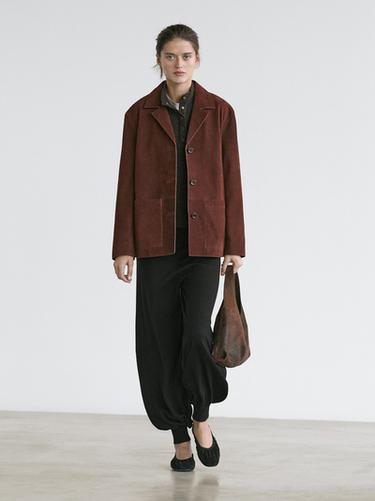 Americana solapa piel nobuck - Burdeos de Zara