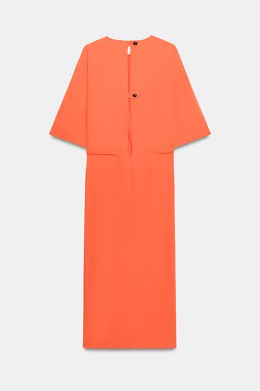 ROBE MI-LONGUE DRAPÉE ZW COLLECTION - Corail rouge de Zara - Image 8