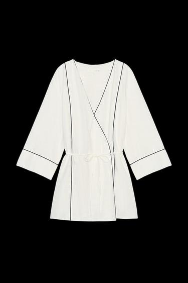 Zara TRIM WRAP JACKET - White - Image 0