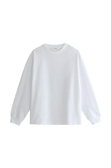 LONG SLEEVE COTTON JERSEY T-SHIRT - White by Zara