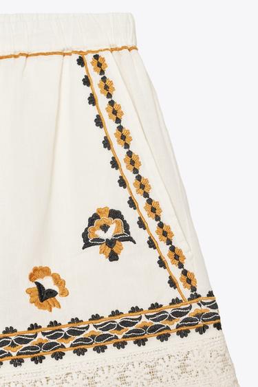 ZW COLLECTION EMBROIDERED SHORTS - Ecru by Zara - Image 8