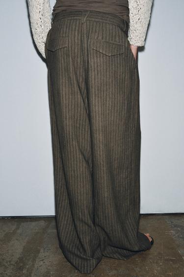 PANTALON RAYURES JACQUARD ZW COLLECTION - Vison de Zara - Image 2