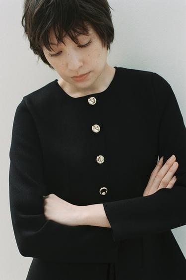 FITTED LONG KNIT JACKET - Black by Zara