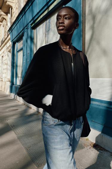 Zara SOFT BOMBER JACKET - Black