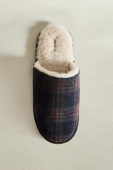 WARM CHECK SLIPPERS - Navy Blue by Zara - Image 5