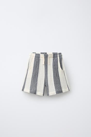 STRIPED BERMUDA SHORTS - Grey / Natural by Zara