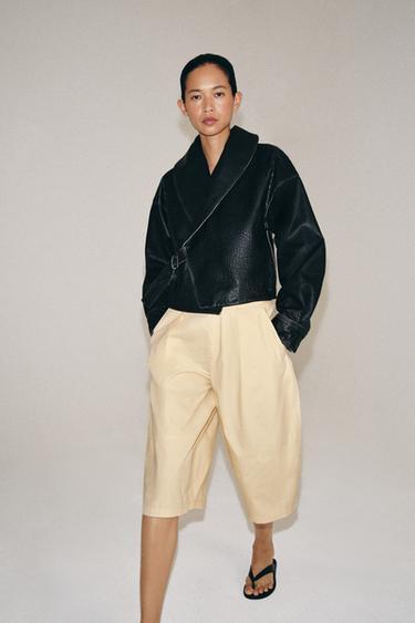 VESTE EN CUIR À BOUCLE ZW COLLECTION - Noir de Zara - Image 3
