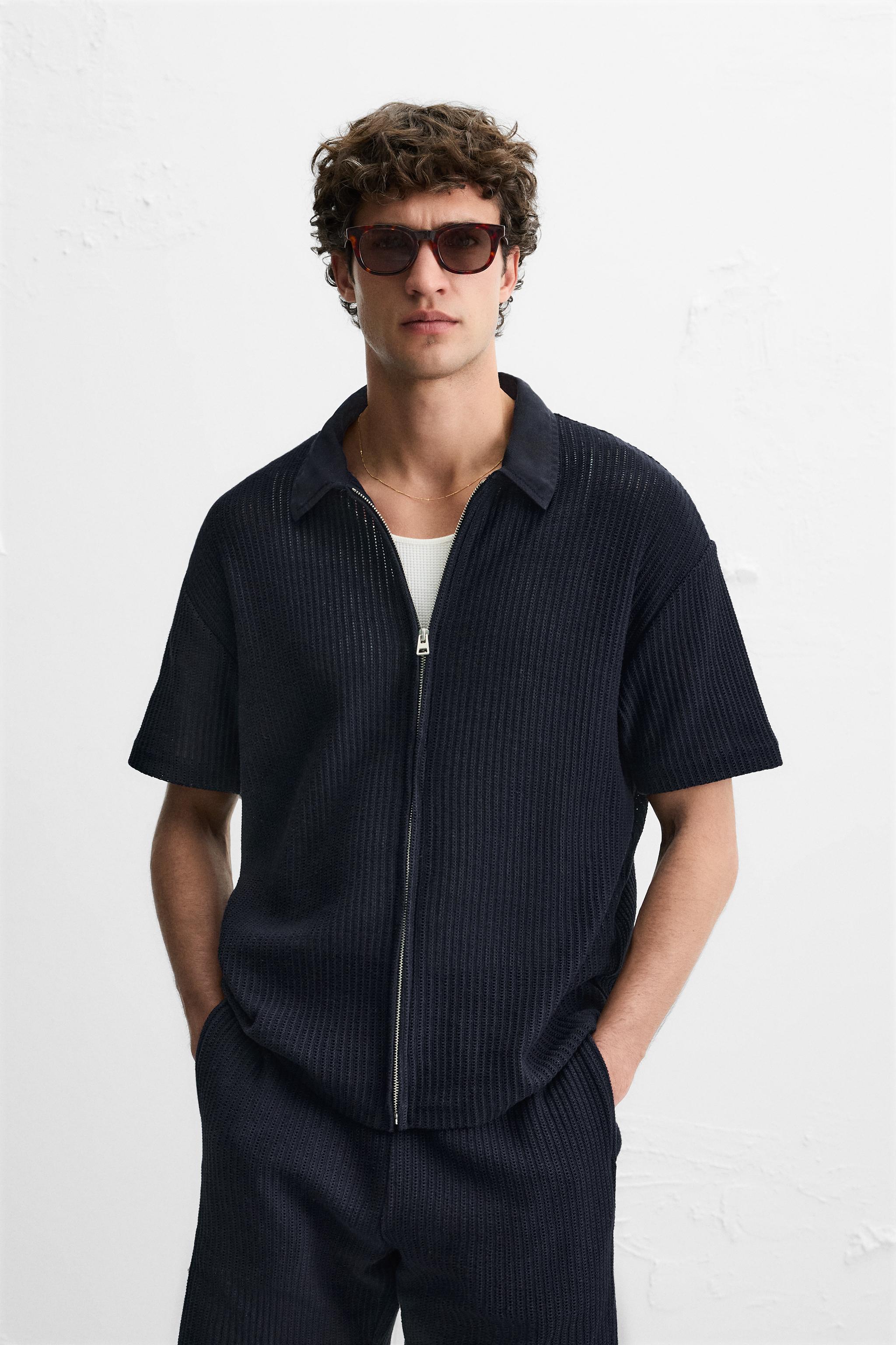 安心★関税込み★ZARA★TEXTURED ZIP-UP OVERSHIRT TEXTURED ZIP-UP OVERSHIRT - Black | ZARA Australia