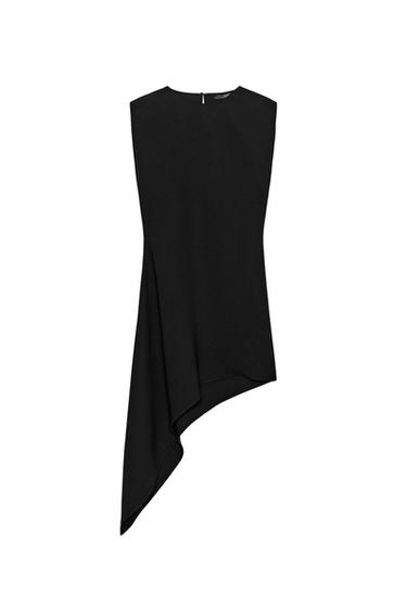 ROBE COURTE ASYMÉTRIQUE À ÉPAULETTES - Noir de Zara