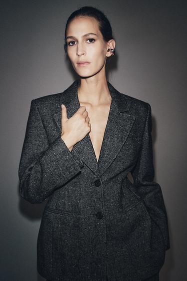 PEPLUM BLAZER WITH WOOL ZW COLLECTION - Black / White by Zara